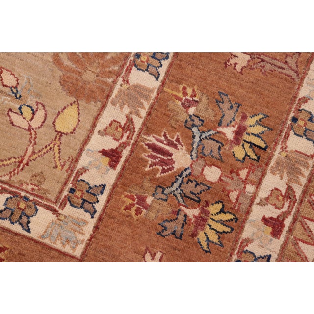 Boho Chic Ziegler Tan Brown Hand-Knotted Wool Rug - 6'1'' X 9'0'' For Sale - Image 4 of 8