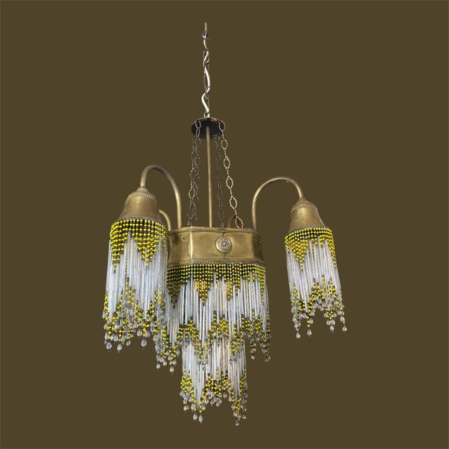 1920s Vintage Glass Beads Chandelier, 1920s For Sale - Image 5 of 14