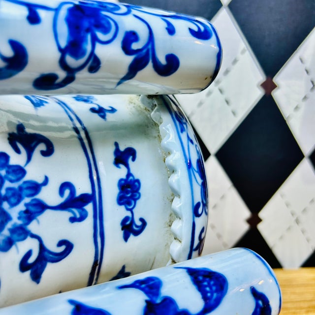 Grand Chinoiserie Tulipière Blue & White Porcelain Vase Multi-Spout, 15" For Sale - Image 10 of 14