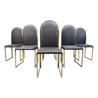 Vintage Brass Dining Chairs from Belgo Chrom, 1970s, Set of 6 For Sale