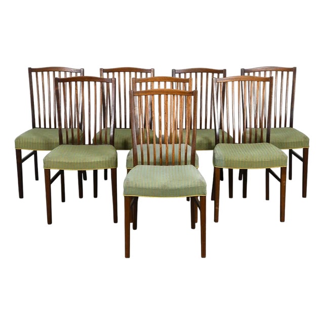 1950s Set 8 Danish Mid Century Modern Teak Dining Chairs For Sale
