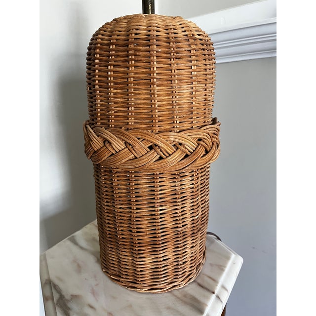 Rattan Braided MCM Table Lamp For Sale - Image 4 of 5