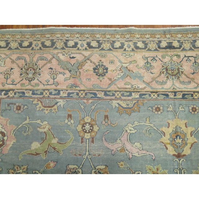 Early 20th Century Early 20th Century Blue Gray Pink Indian Room Size Rug - 9'6" x 13'6" For Sale - Image 5 of 9