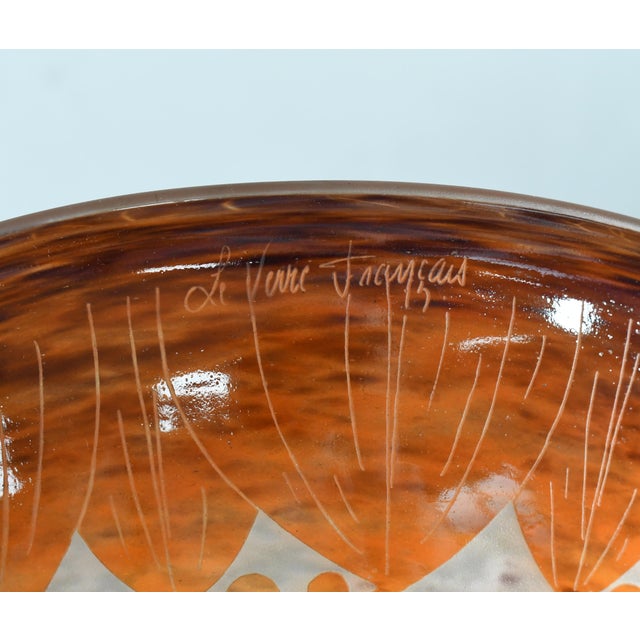 French Art Deco Pendant Light by Le Verre Francais Schneider - 1925 Cameo Chandelier France For Sale - Image 10 of 11