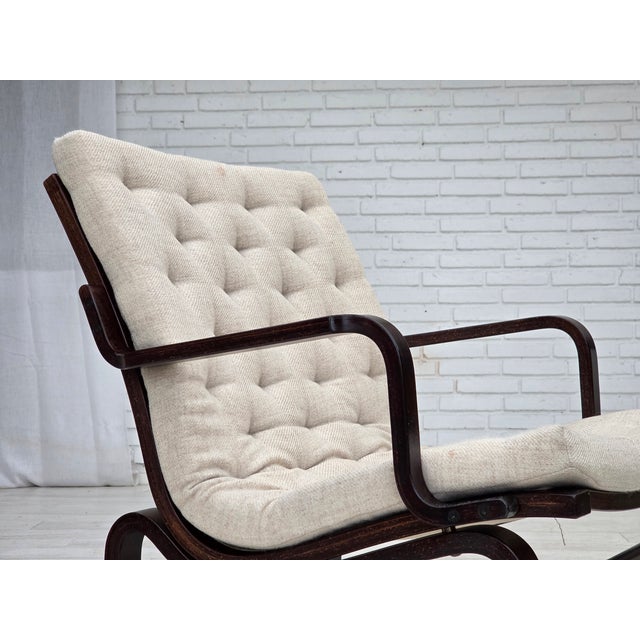 Vintage Scandinavian Chair in Furniture Wool and Dark Beech Wood, 1970s For Sale - Image 4 of 18