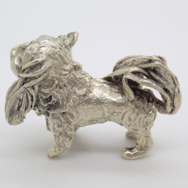 1950s Vintage Italian Handmade Silver Pekingese Dog Figurine, Florence, Italy, 1950s For Sale - Image 5 of 13