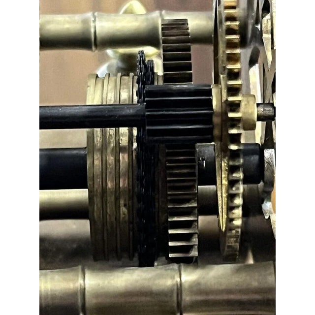 Goldenrod Large Skeleton Clock with Case and Key For Sale - Image 8 of 11