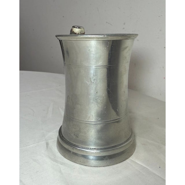 Figurative Vintage Handmade Polished Pewter Natural Stag Horn Glass Drinking Mug Stein Cup For Sale - Image 3 of 11