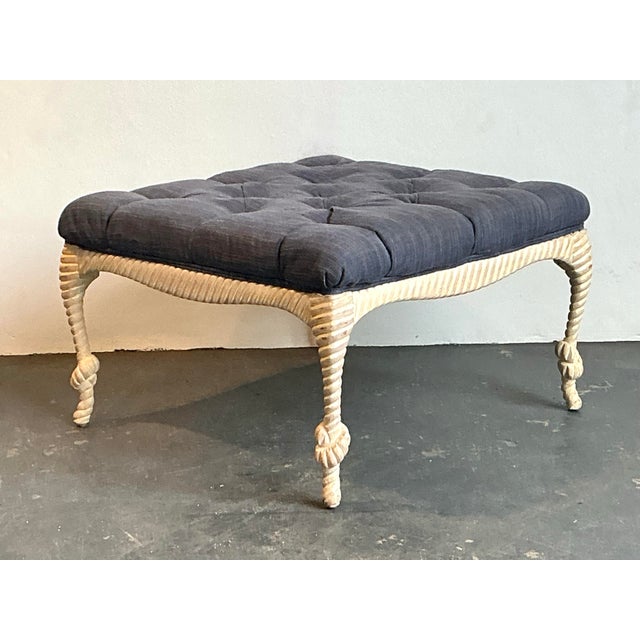 Vintage Rope and Knot Ottoman For Sale - Image 4 of 12