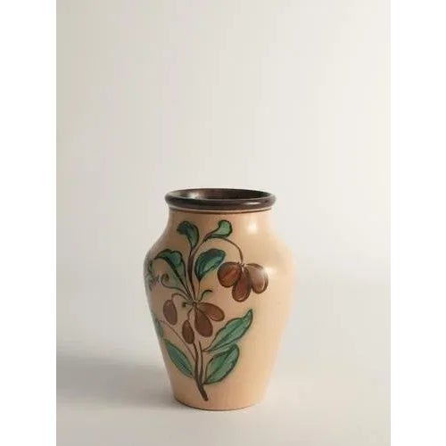 Ceramic Art Nouveau Flower Motif Earthenware Vase by Sala, Sweden, 1920s For Sale - Image 7 of 13