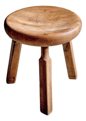 Oak Stool with Three Carved Legs, France, 1960s