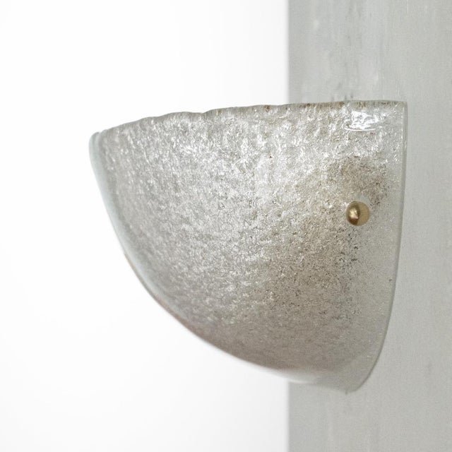 Handmade Murano Glass Wall Sconce in Clear Color, Artistic Glass Leaf with Grit, 1980s For Sale - Image 10 of 12