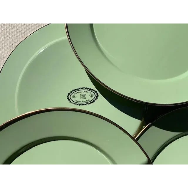 MacKenzie-Childs collectors know. Everyone else is about to find out. This handmade 12-inch sage green enamel charger...
