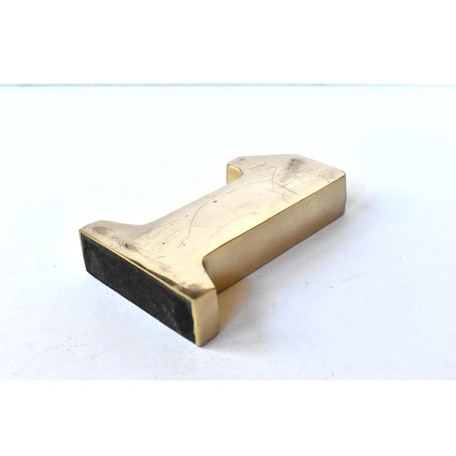 Metal Vintage Brass #1 Paperweight For Sale - Image 7 of 9