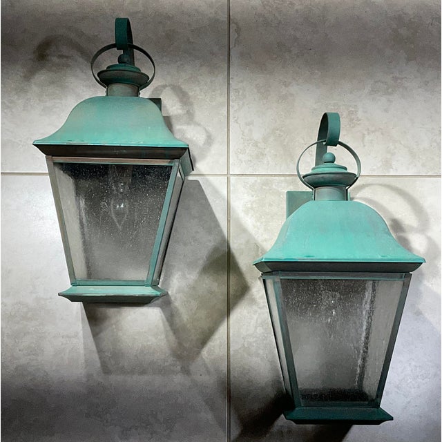 Pair of Vintage Solid Brass Wall Lanterns - Timeless Elegance for Your Home For Sale - Image 17 of 18