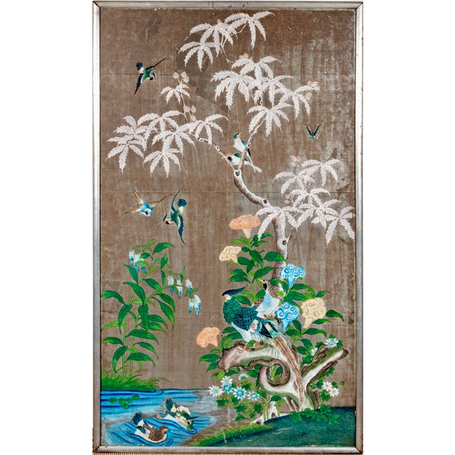 Framed Late 19th Century Hand-Painted Chinoiserie Wallpaper Panel For Sale - Image 11 of 11