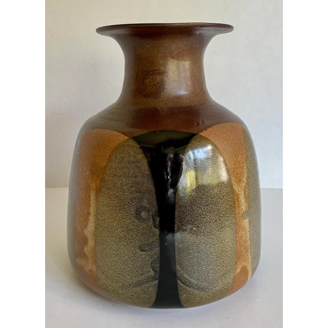 1970's Organic MCM Glazed Ceramic Pottery Vase For Sale - Image 9 of 9