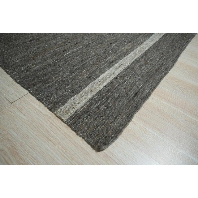 Contemporary 6x9 Gray Handwoven Wool Linear Banded Geometric Modern Carpet Rug For Sale - Image 3 of 10