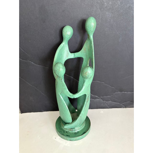 Mid-Century Modern Abstract Family Sculpture in Verdigris Patina Sculptural mid-century modern abstract family figure,...