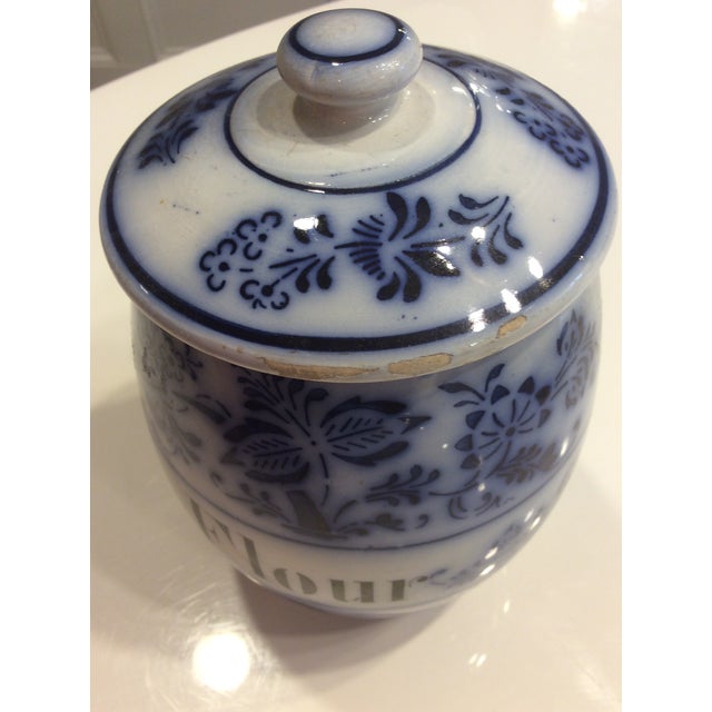Antique Flow Blue Blue Onion Kitchen Canisters Germany Set Of 3