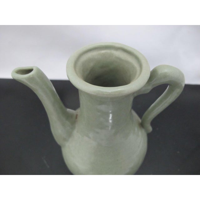 Chinese Longquan Celadon Glazed Pottery Ewer Wine Pitcher For Sale - Image 4 of 7