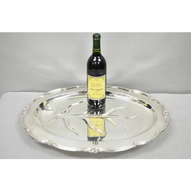 Vintage Amston Victorian Silver Plated Meat Cutlery Oval Serving Platter Tray. Circa Mid 20th Century. Measurements: 2" H...