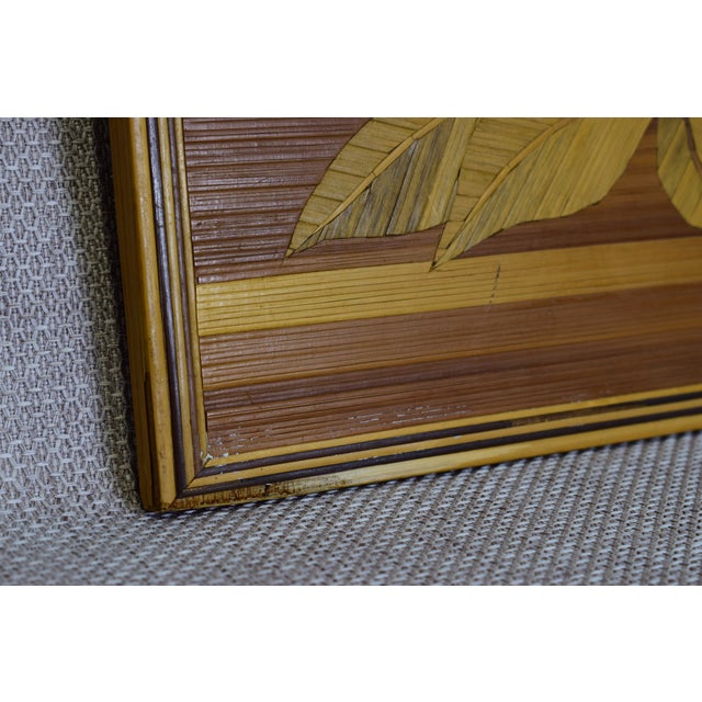 Art Deco Straw Marquetry Artwork with Bouquet of Flowers, 1930s For Sale - Image 4 of 17