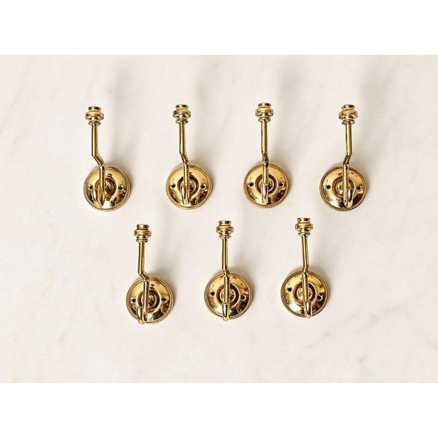 Hollywood Regency Brass Wall Coat Hooks, 1970s, Set of 7 For Sale - Image 10 of 12