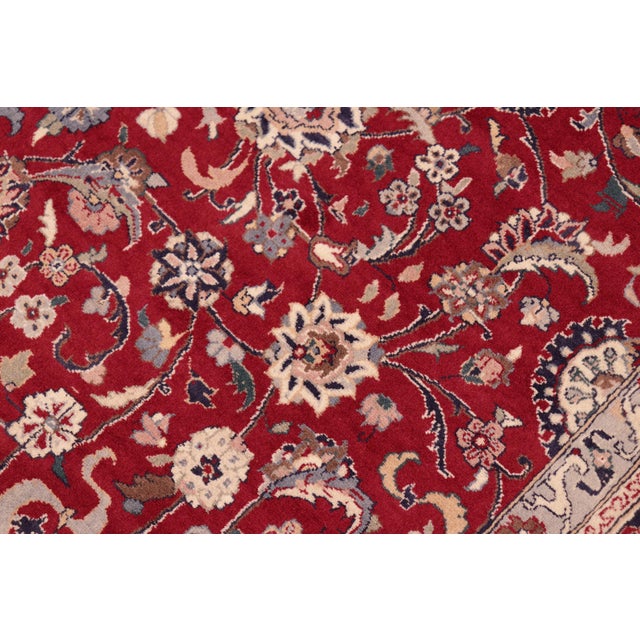 Shabby Chic Beautiful Floral 1990's Pak-Persian Red/Blue Wool Rug - 6'2'' X 9'2'' For Sale - Image 3 of 9