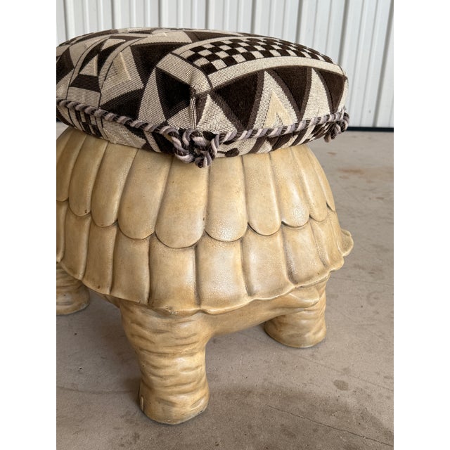 Maitland - Smith Monumental Regency Cast Resin Upholstered Turtle Ottoman by Maitland-Smith For Sale - Image 4 of 12