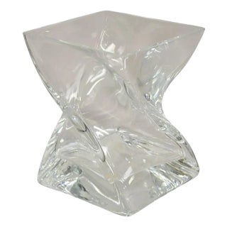 Late 20th Century Modern Abstract Turkish Konart Twisted Glass Crystal Vase Centerpiece (B) For Sale