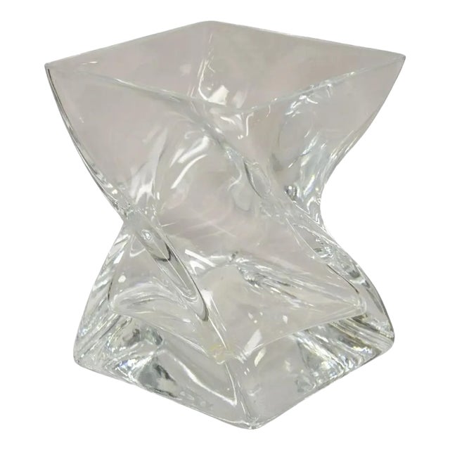 Late 20th Century Modern Abstract Turkish Konart Twisted Glass Crystal Vase Centerpiece (B) For Sale