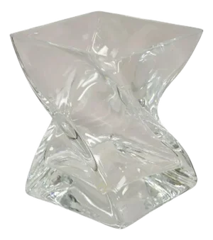 Late 20th Century Modern Abstract Turkish Konart Twisted Glass Crystal Vase Centerpiece (B)