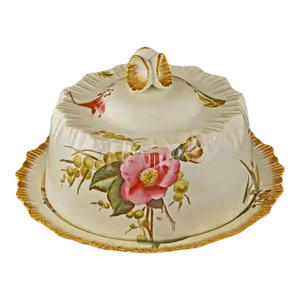 Antique English Cheese Dome & Stand Set Signed George Jones