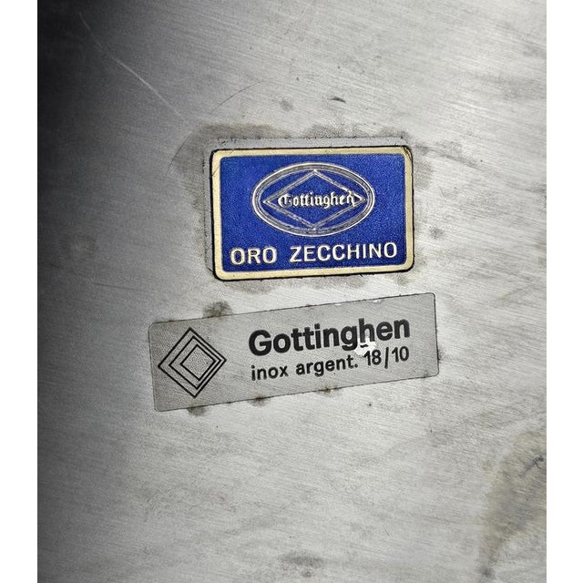 1970s Stainless Steel and 24-Karat Gold-Plated Oro Zecchino Trays from Gottinghen, 1970s, Set of 2 For Sale - Image 5 of 8