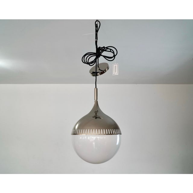 Mid-Century Modern Mid-Century Modern Style Jonathan Adler Nickel & Glass Pendant - Brand New For Sale - Image 3 of 12