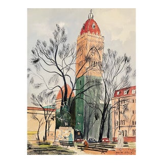 1953 Portland Oregon Painting by Matthews For Sale