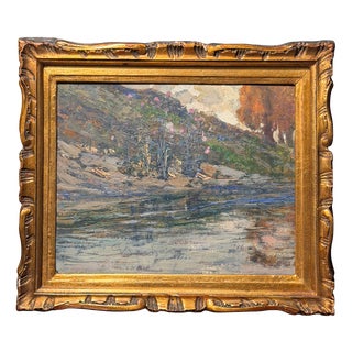 Sacheri, River Landscape, 19th Century, Oil Painting For Sale