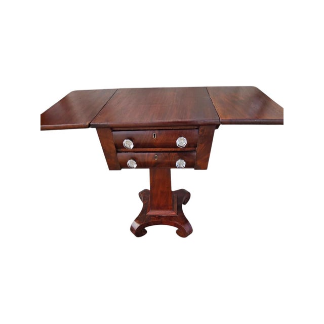 American 1840 American Mahogany Empire Drop Leave Side Table. For Sale - Image 3 of 17