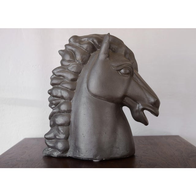 Amazing large expressive ceramic horse head sculpture with a rich dark brown glaze. No mark found but probably dates back...