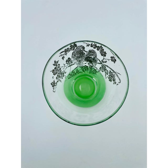 Mid 20th Century Mid 20th Century Parrot Motif Silver Overlay and Mint Colored Vase For Sale - Image 5 of 12