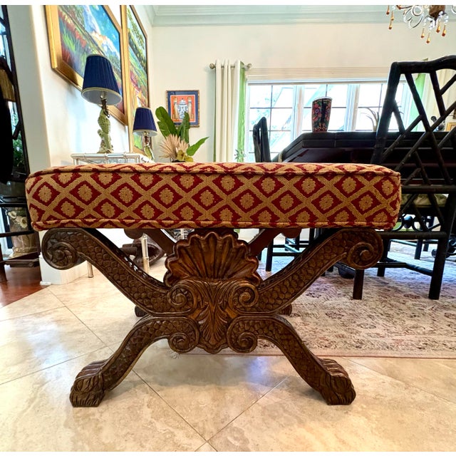 Gold Vintage Carved Claw Footed Bassett Ottoman For Sale - Image 8 of 12