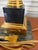 Black Vintage French Empire-Style Brass Column Table Lamp With Black Stone Base For Sale - Image 8 of 13