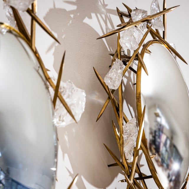 Pair of Wall Mirrors With Quartz Crystals by Füssinger & Wolff, Munich, 2007 For Sale In New York - Image 6 of 10