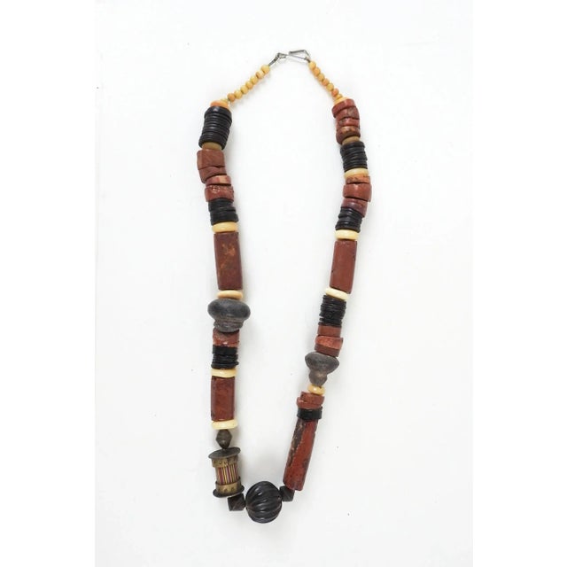 1990s Vintage 1990s Artist Made Tribal Bauxite Pottery Beaded Necklace For Sale - Image 5 of 9