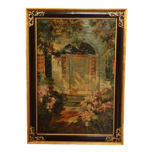 Alan Cote Cottage Floral Garden Original Oil Painting