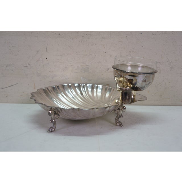 Vintage Silver Plated Seafood Scallop Shrimp Clam Shell Cocktail Serving Platter For Sale - Image 9 of 15