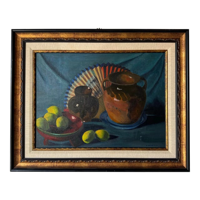 1980's F. Merrin Still Life Oil Painting, Framed For Sale