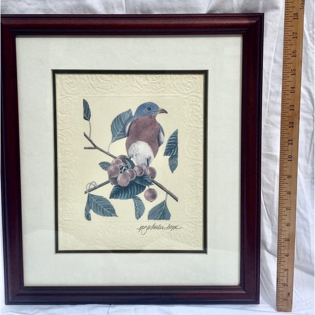 Vintage Peg Wheeler Hope Ornithological "Eastern Bluebird" Framed Embossed Lithograph Print Excellent Condition. For Sale - Image 9 of 17