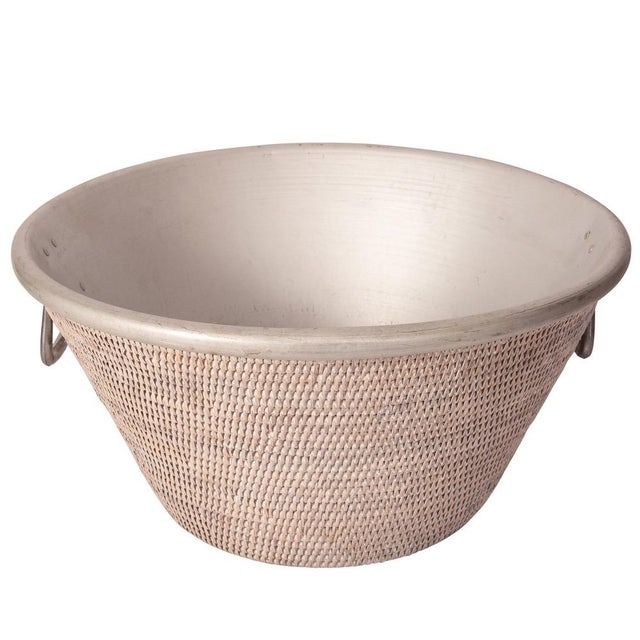 Wood Artifacts Rattan Aluminum Ice Tub in White Wash For Sale - Image 7 of 7